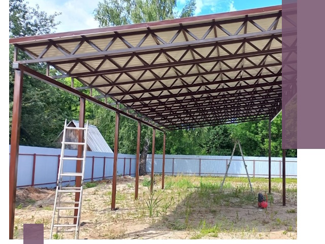 Односкатные навесы под ключ в Чебоксарах — изготовление и монтаж