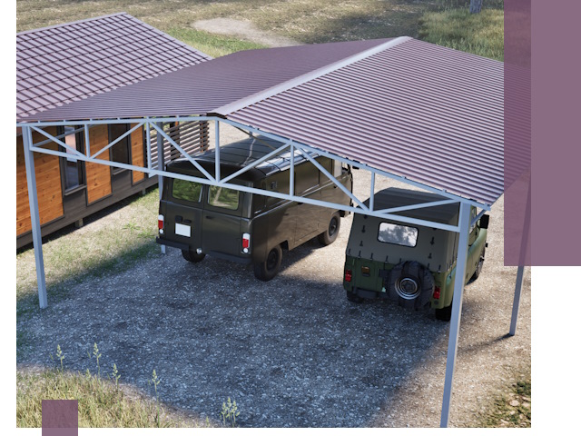 Двускатные навесы под ключ в Чебоксарах — изготовление и монтаж